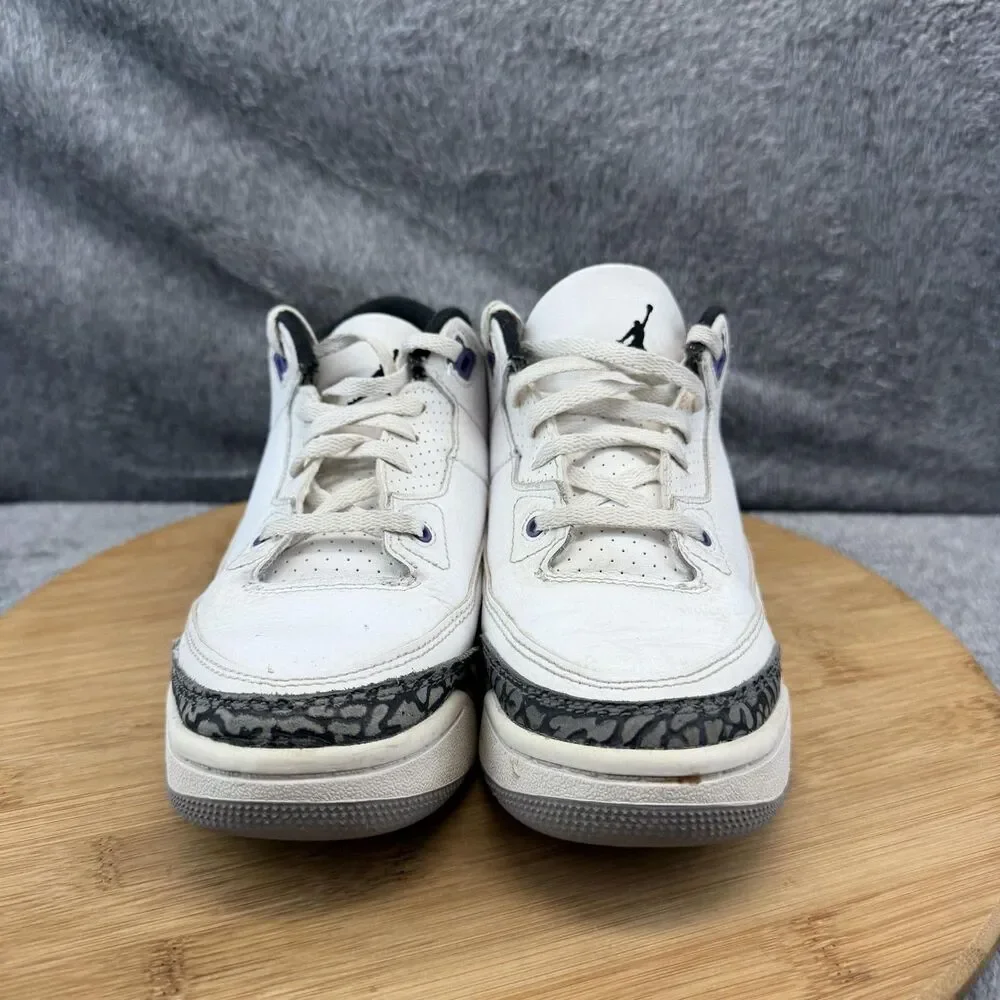 Nike Air Jordan 3 Retro Shoes Boys Size 1.5Y White Dark Iris Sneakers DM0966-105